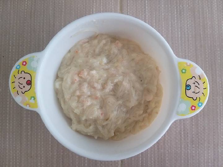Langkah Mudah untuk Menyiapkan MPASI 8+ Creamy Shrimp Noodle yang Enak