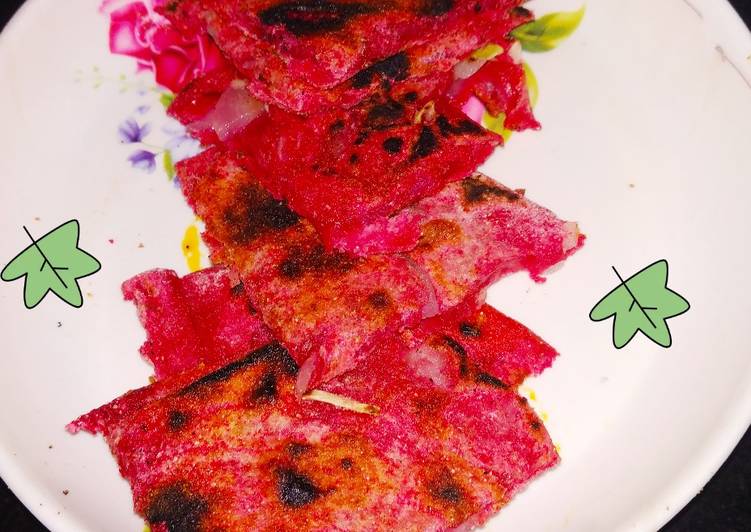 Beetroot paratha with paneer stuffing