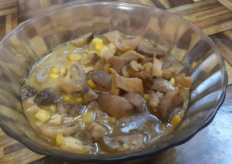 Resep Ayam jagung jamur kancing (makanan balita) yang praktis