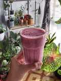 Smoothie raspberry pisang kacang hijau (low calorie)