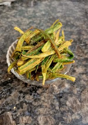 A picture of Kurkuri Bhindi (Fried Okra).