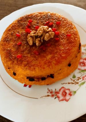 عکسی از دستور ته چین مرغ تک نفره