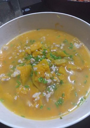 Hình của món Canh bí đỏ thịt băm.