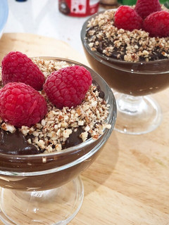A picture of Avocado raspberry Chocolate Mousse.
