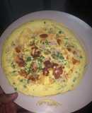 Omelette con lo cultivado en casa para mí esposa e hijo,😂😂😂