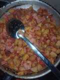 Papas con longaniza y jamón 😋😋