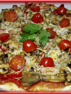 Una foto de Pizza de verduras asadas