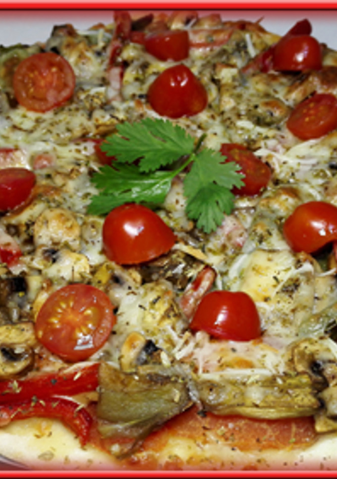 Una foto de Pizza de verduras asadas