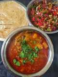 Ringan Bataka Vatana nu shak (brinjal potato and peas sabzi)