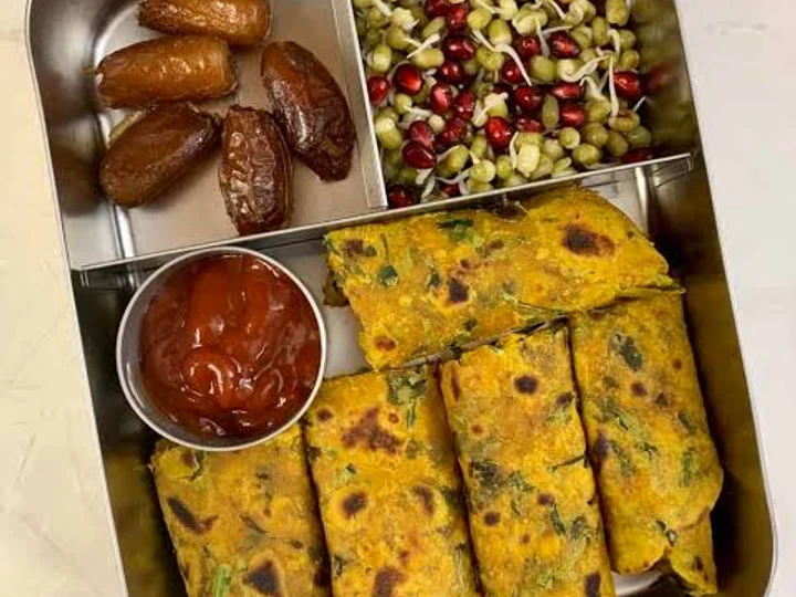 Easy Steps Prepare|Recipe} Methi paratha + sprouts salad + dates Anti-Fail