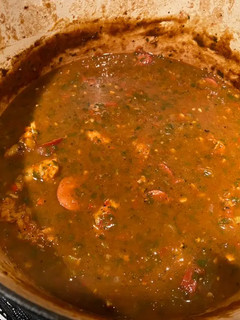 A picture of Shrimp and sausage gumbo.