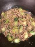 Bokchoy and ground meat in miso sauce