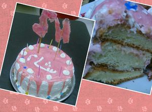 صورة لوصفة كيك أسفنجي بحشو كريمة الزبدة الأمريكية والجناش الوردي🎂