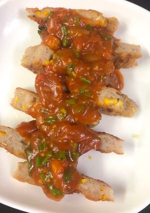 Hình của món 🐟Chả bắp sốt cà 🍅.