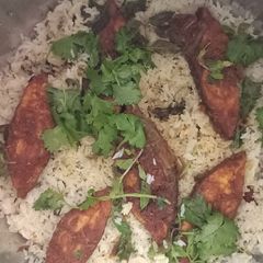 A picture of Fish biryani.
