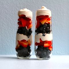 A picture of Fruit + coconut milk whipped cream parfait.