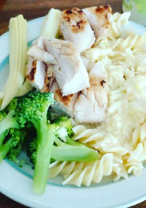 奶油白醬義大利麵 的食譜成品照片
