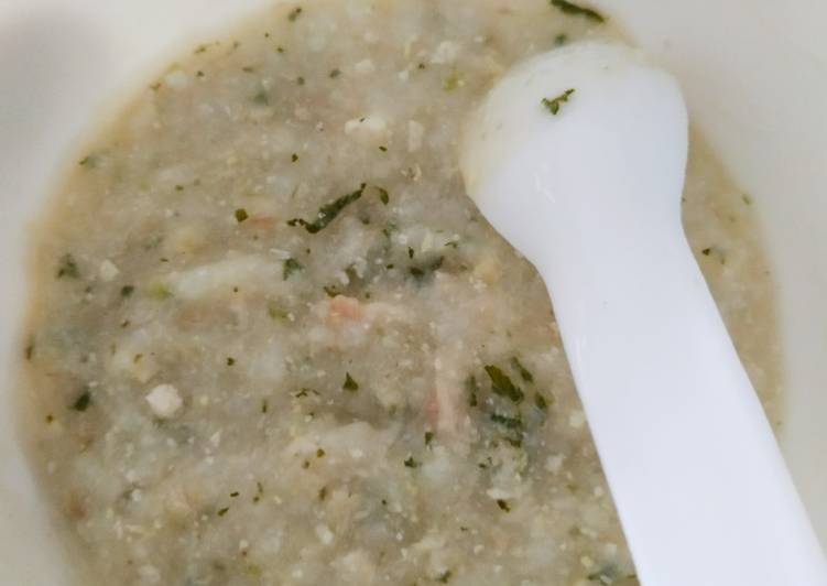 Langkah mengolah Bubur Tuna Tahu Lezat