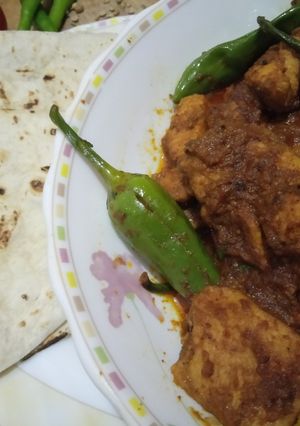 A picture of Achar gosht with homemade masala.