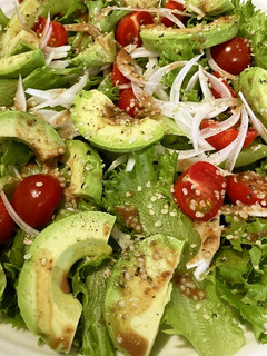 A picture of Avocado, Cherry Tomato, and Spring Onion Salad.