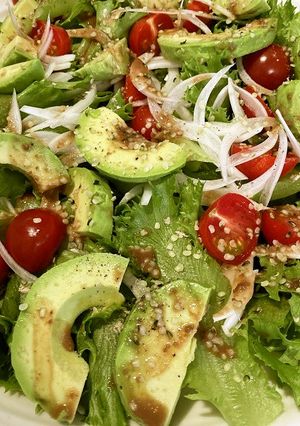 A picture of Avocado, Cherry Tomato, and Spring Onion Salad.