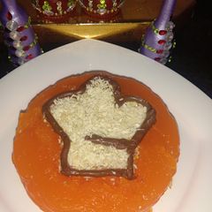 A picture of Custard Powder Halwa cake mango flavour.