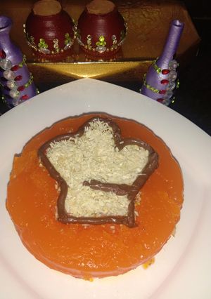 A picture of Custard Powder Halwa cake mango flavour.