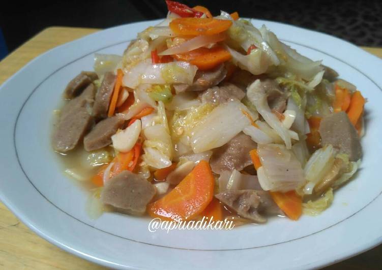 Resep: Tumis sawi putih wortel baso Bahan Sederhana