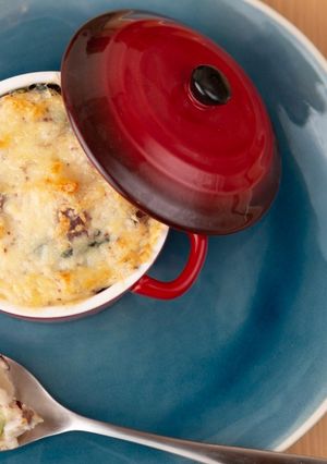 Une photo de Gratin de blettes aux girolles et noisettes