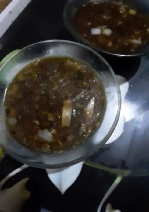 A picture of Hot and sour soup.