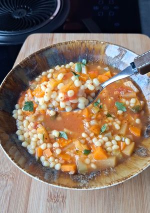 Une photo de Soupe de fregula aux légumes façon minestrone