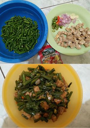 Foto resep Oseng kacang panjang + tempe