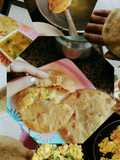 Chana daal n alloo stuff kachori # flat indian bread