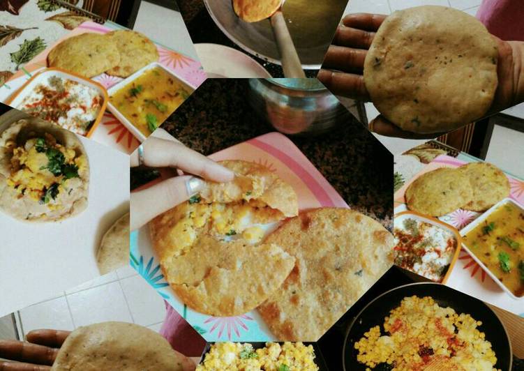 Chana daal n alloo stuff kachori # flat indian bread