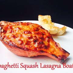 A picture of Spaghetti Squash Lasagna Boats.