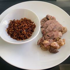 A picture of Steamed Beef Shank with Galangal Chili Paste.