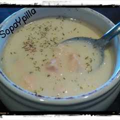 Una foto de Sopa de salmón