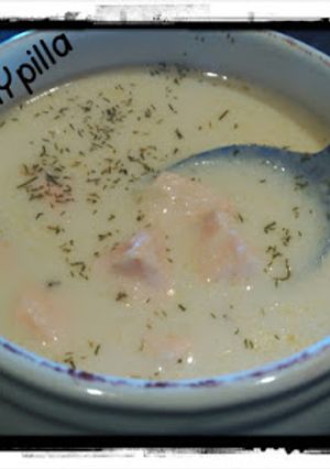 Una foto de Sopa de salmón