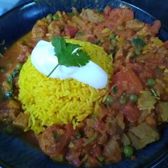 A picture of Mild Curry with Tumeric Rice.