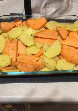 A picture of Potato and Sweet Potato bake.