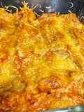 Chicken enchiladas with red sauce