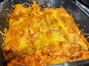 A picture of red enchiladas