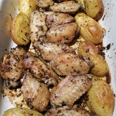 Baked Wings and Potato A picture of Baked Wings and Potato.