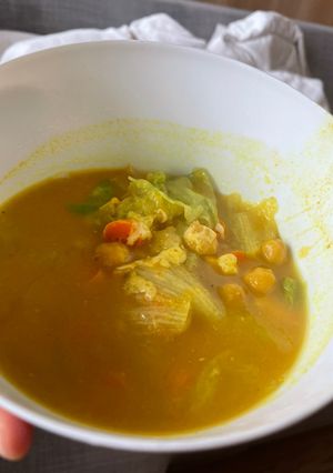 鷹嘴豆咖喱雜菜薑黃起司湯 的食譜成品照片