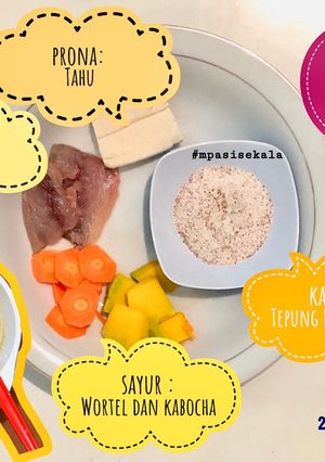 Foto resep Mpasi 6M tahu+ikan kembung+ tepung beras merah+ wortel labu+