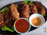 A picture of crispy chicken strips