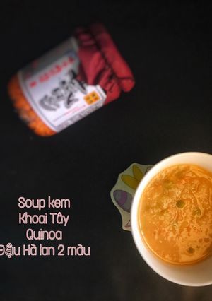 Hình của món Soup kem khoai TâyQuinoaĐậu Hà lan 2 màu.