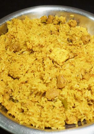A picture of Paneer soya biryani.