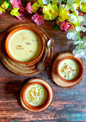 A picture of Sabudana Kheer / Sago Pudding.