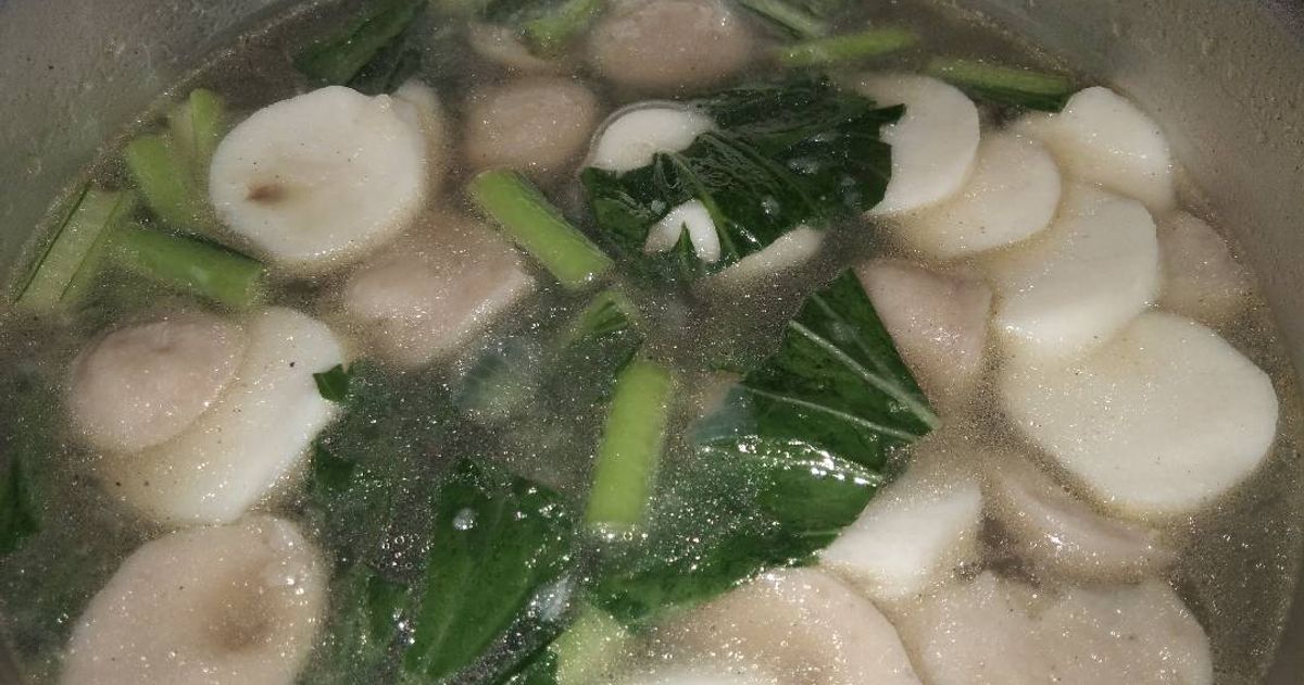 Sayur Sop Sawi + Bakso + Bola Ikan untuk menu buka puasa / sahur